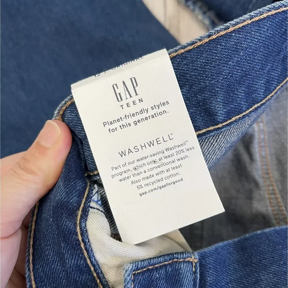 NWT Gap Teen Boys Size 12 Original Fit Jeans Blue‎ Straight Leg Distressed